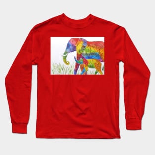 Colorful Mother and Baby Elephant 2 Long Sleeve T-Shirt